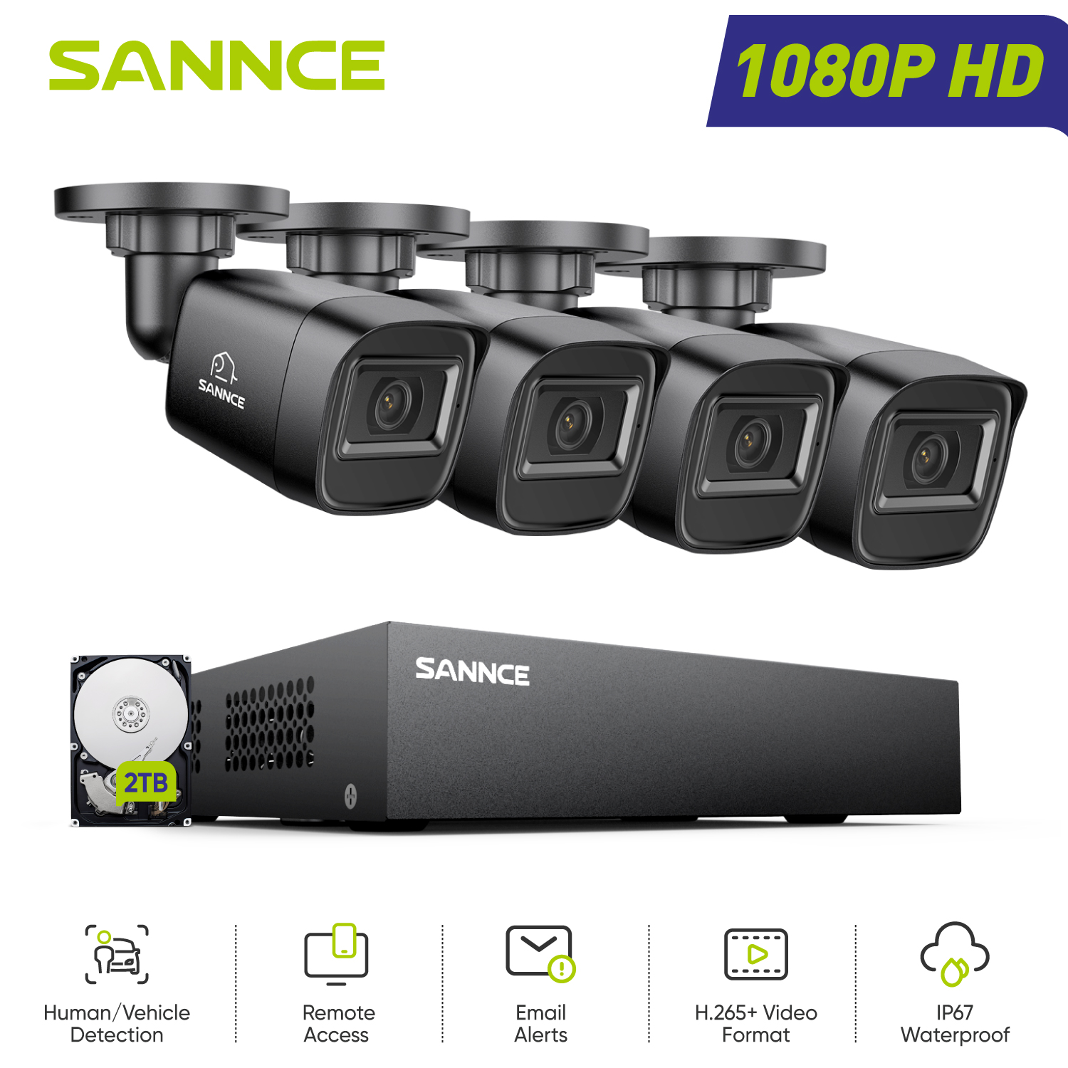 Smart Home Full System - SANNCE 1080P Security Camera System 8CH