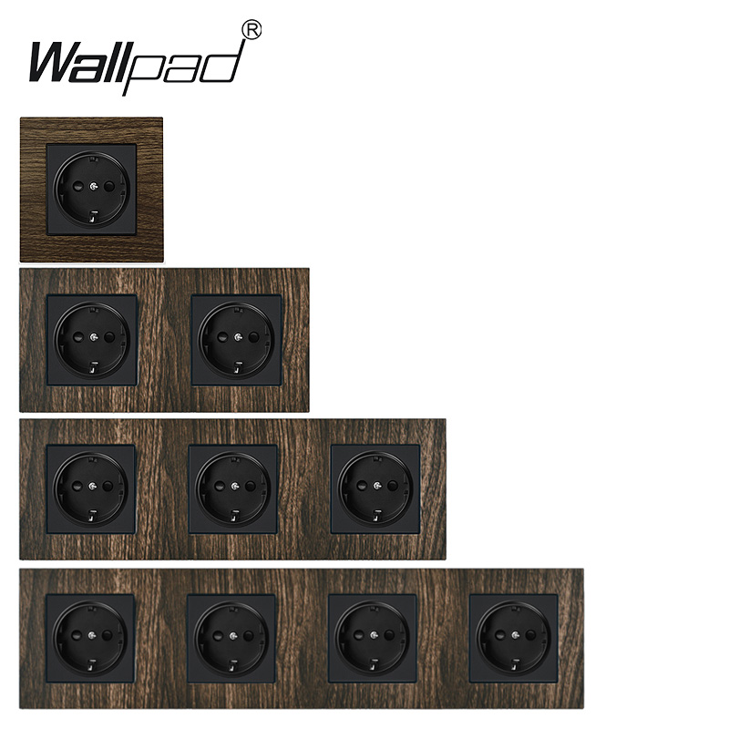 Smart Home Or Smart Home - Wood Design EU Socket Wallpad Aluminium