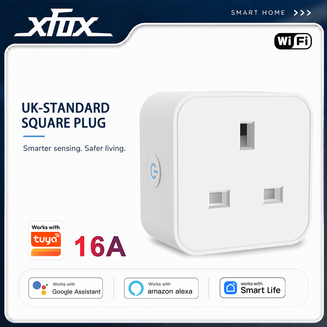 Smart Home Voice Assistant - Xfox Tuya UK-Standard Smart Square Plug16A