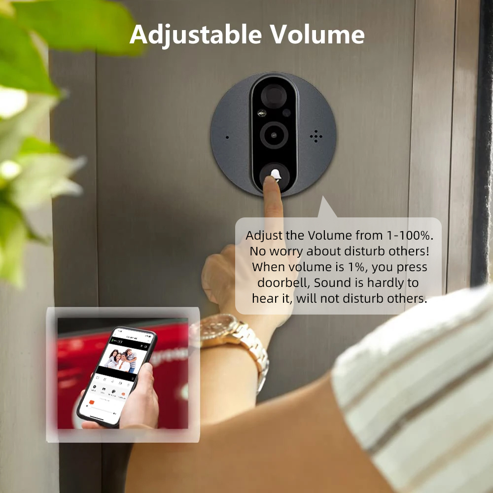 3MP WiFi Smart Tuya Peephole 5 - Smart Home Video Doorbell のレビューと価格