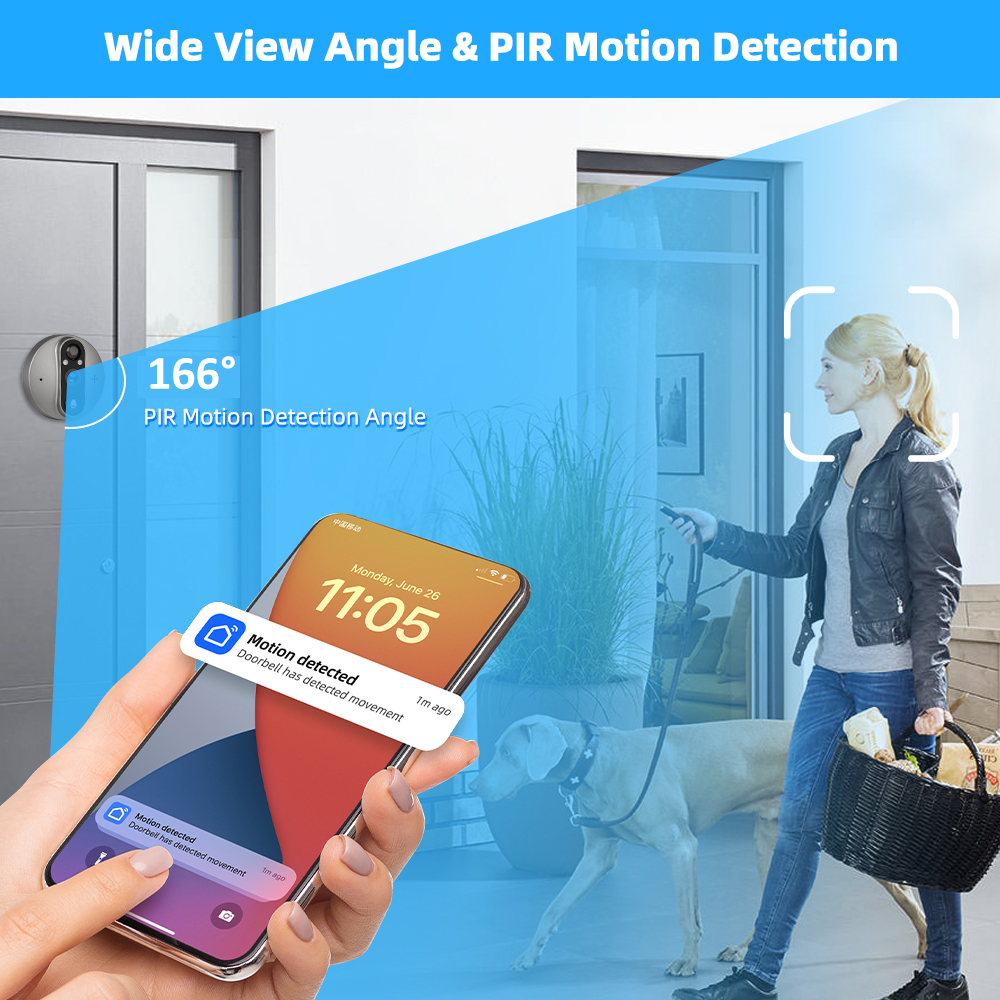 3MP WiFi Smart Tuya Peephole 5 - Smart Home Video Doorbell のレビューと価格