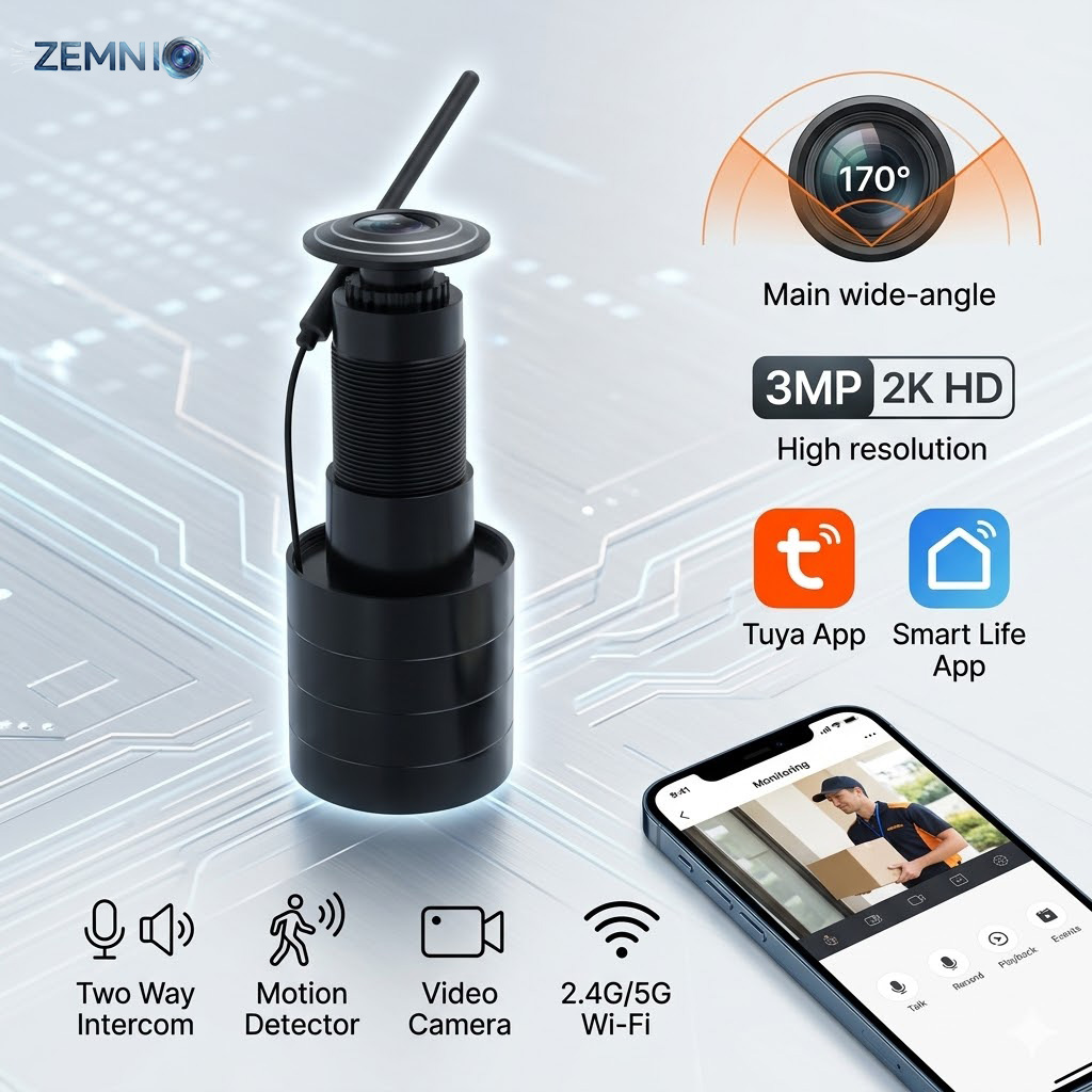 ZEMNIO 2K 3MP Smart Door Peeph - Smart Home Video Doorbell のレビューと価格