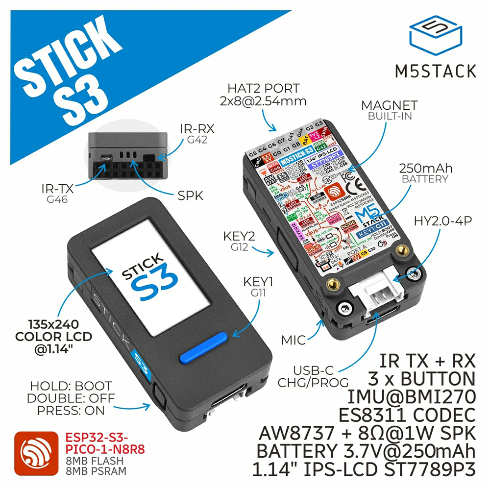 M5Stack M5StickS3 ESP32-S3 IoT - Smart Home Monitoring のレビューと価格
