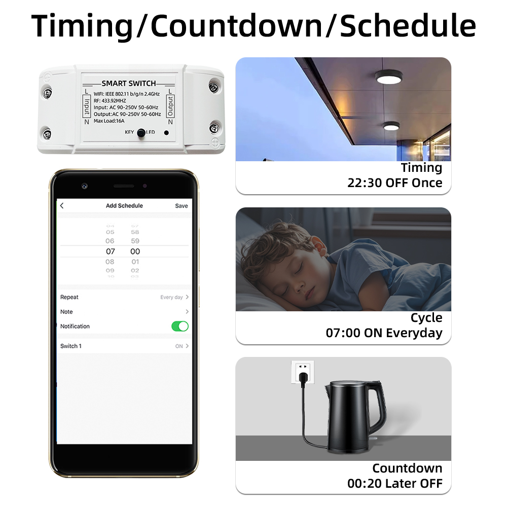16A Tuya Wifi Smart Switch RF4 - Smart Home Voice Assistant のレビューと価格