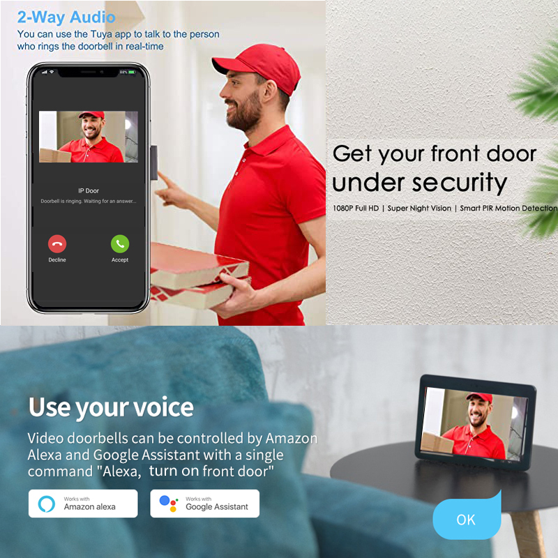 Tuya Smart 1080P Doorbell Came - Smart Home Video Doorbell のレビューと価格