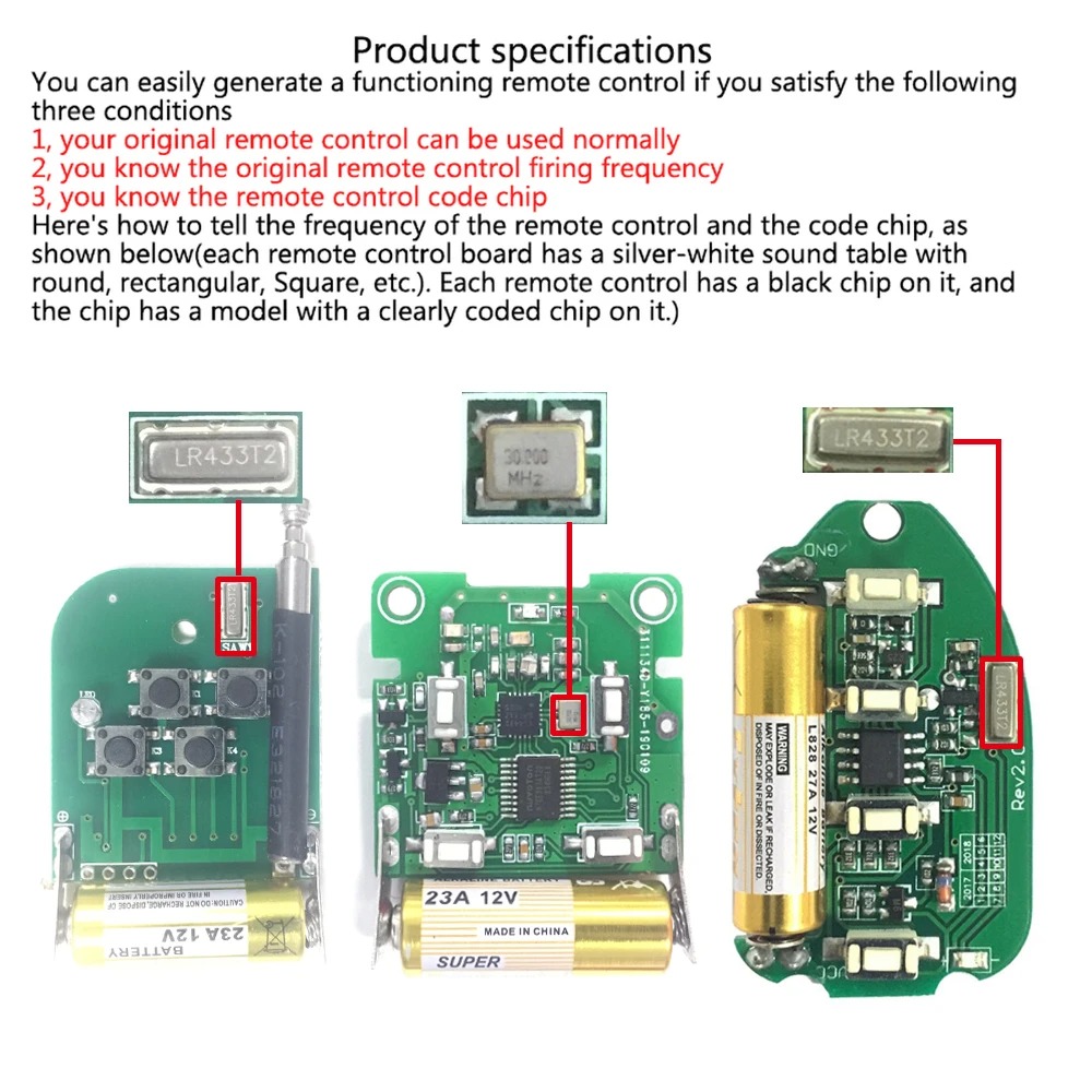 433Mhz RF Remote Control On Of - Universal Remote Smart Home のレビューと価格