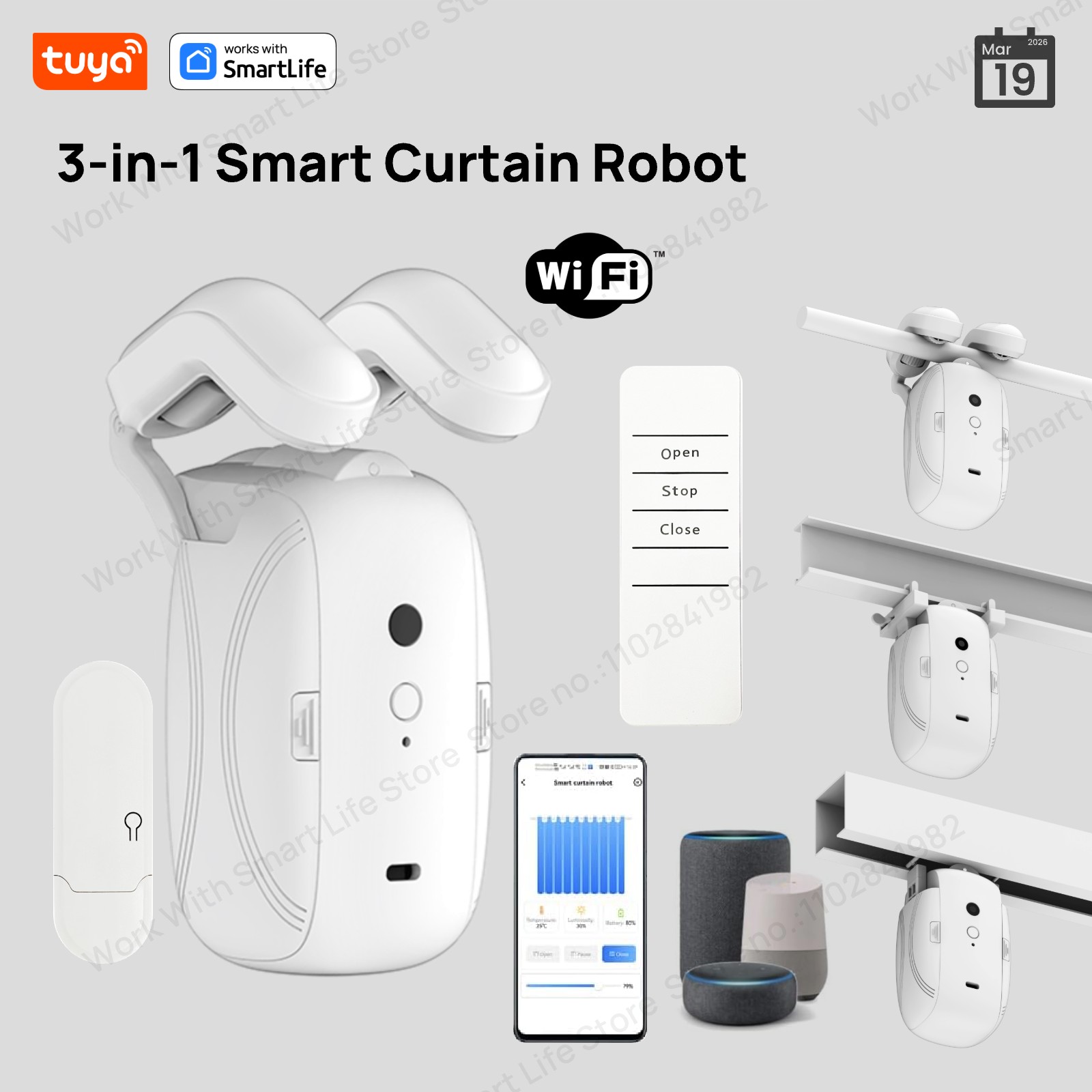 1/2PCS Tuya Smart WiFi Curtain - Smart Home Full System のレビューと価格