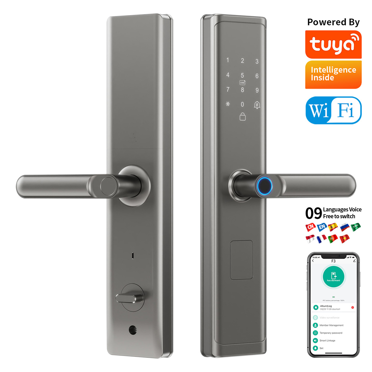 Tuya Wifi TTlock App Fingerpri - Smart Home Door Lock のレビューと価格