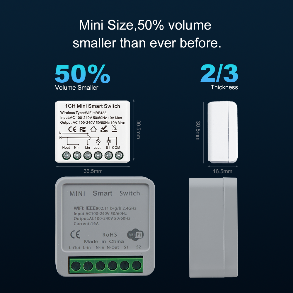 10A Tuya Mini WIFI Smart Switc - Smart Home Voice Assistant のレビューと価格